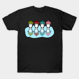 Cute  penguins with colorful little beanies T-Shirt